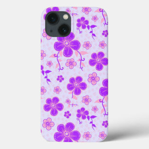 Impressão Floral bonito Roxo e Rosa na Lavanda