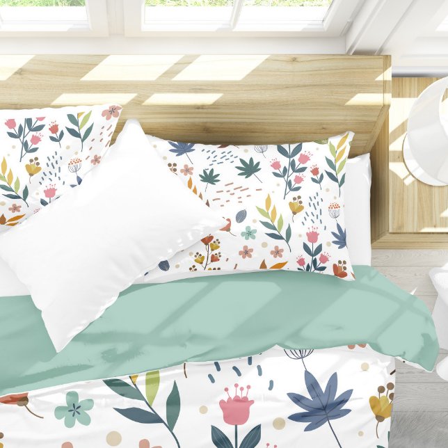 Impressão Floral Colorida (Colorful Floral Print with green backside)