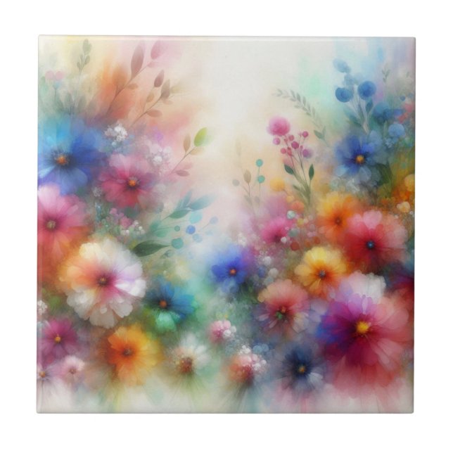 Impressão Floral de Aquarela Abstrata (Frente)