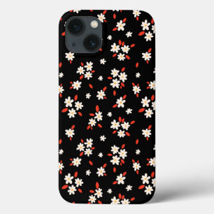 Impressão floral de margarida negra