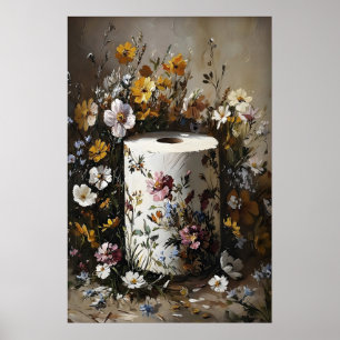 Impressão Floral de Rolo de Papel Higiênico, Dark
