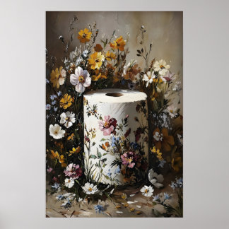 Impressão Floral de Rolo de Papel Higiênico, Dark