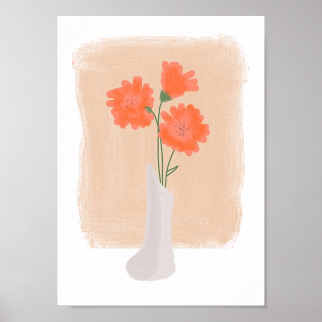 Impressão Floral de Vase Botânica Minimalista (Frente)