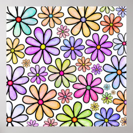 Impressão Floral delineado