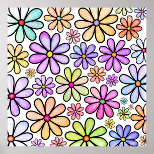 Impressão Floral delineado