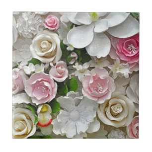 Impressão floral do rosa e o branco