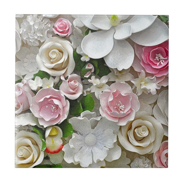 Impressão floral do rosa e o branco (Frente)