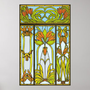 Impressão floral do vitral do art deco