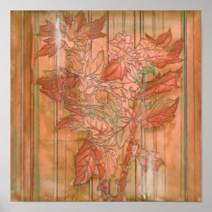 Impressão Floral Laranja Moderno em Fundo Retirado