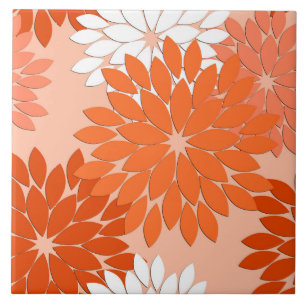 Impressão floral moderno do quimono, laranja cora
