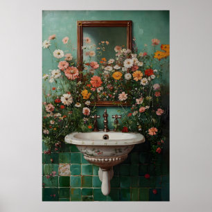 Impressão floral para banheiro, flor botânica para