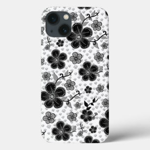 Impressão Floral preto-e-branco