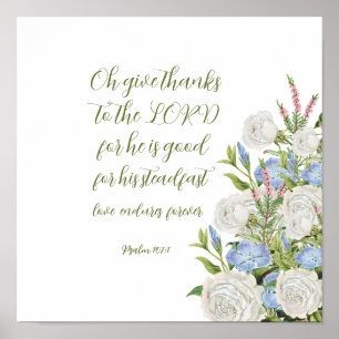 Impressão Floral Psalm 107:1