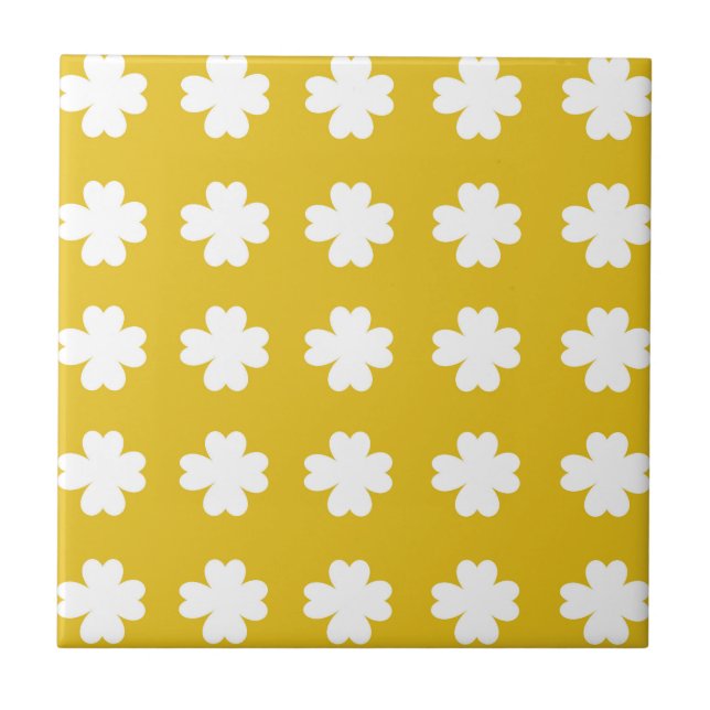impressão Floral Retro Amarelo e Branco (Frente)