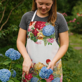Impressão Floral Rosa Vintage e Hortênsia Azul
