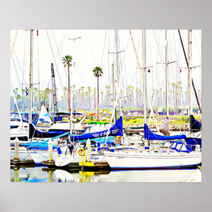 Impressão fotográfico da arte do porto do barco