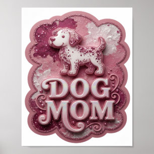 Impressão Fresca de DOG MOM em Prata