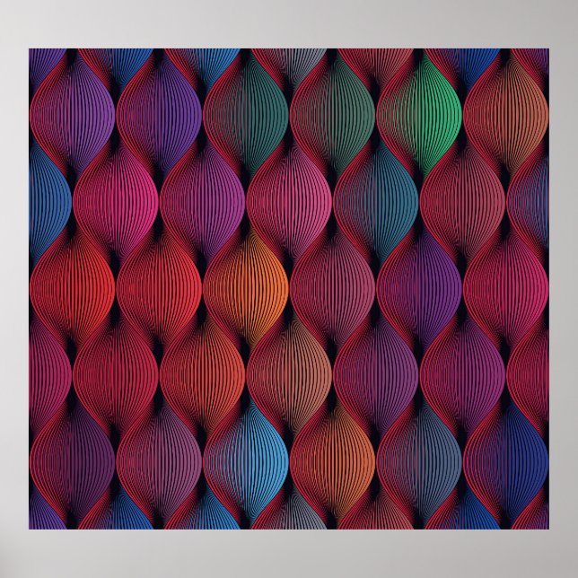 Impressão geométrico de onda multicolor (Frente)