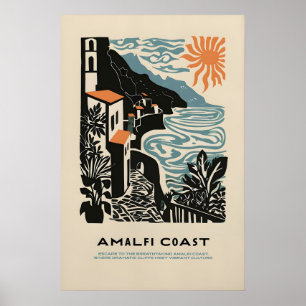 Impressão Giclée da Costa Amalfitana Viagem Itália
