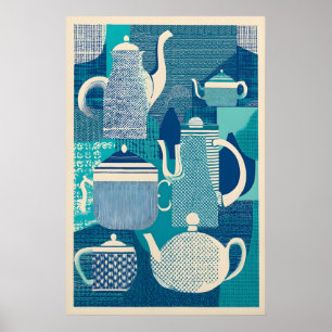 Impressão Giclée de Bulezinhos Azuis Moderno de Me
