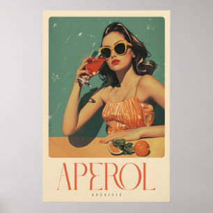 Impressão Giclée Retro Aperol Spritz Coquetel Clás
