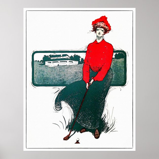 Impressão Golf Watercolor de 1930 (Frente)