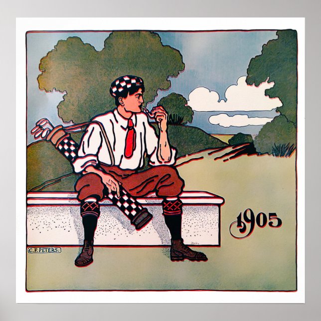 Impressão Golfer Vintage 1905 (Frente)