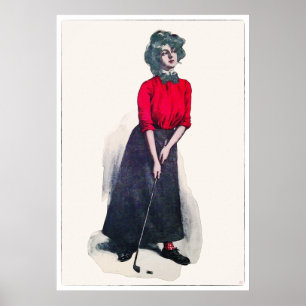 impressão Golfer Watercolor, 1901