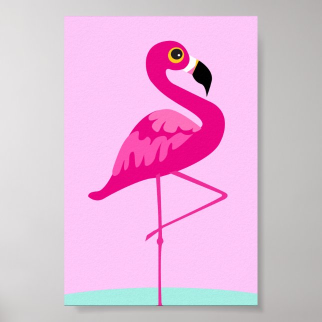 Impressão gráfico tropical flamingo rosa (Frente)