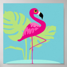 Impressão gráfico tropical flamingo rosa