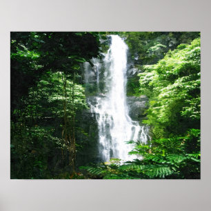 Impressão havaiano da pintura do Cachoeira-óleo