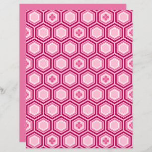 Impressão Hexagonal Kimono, Borgonha e Rosa