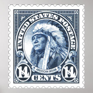 Impressão indiano americano do selo postal