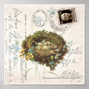 Impressão italiano da arte do cartão das flores