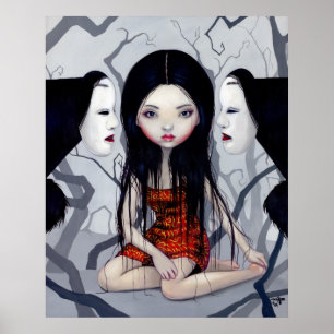 Impressão japonês gótico da arte do horror dos