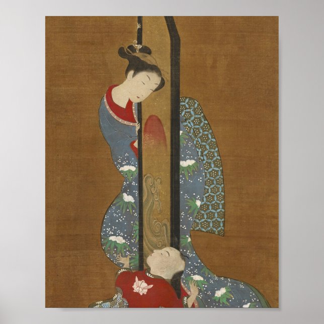 Impressão japonês: Mãe e Criança em Jogo (Frente)
