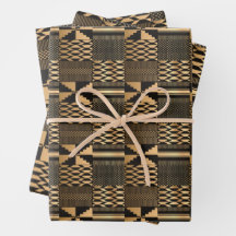 Impressão Kwanzaa Kente (Preto/Dourado)