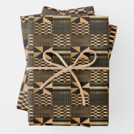Impressão Kwanzaa Kente (Preto/Dourado)