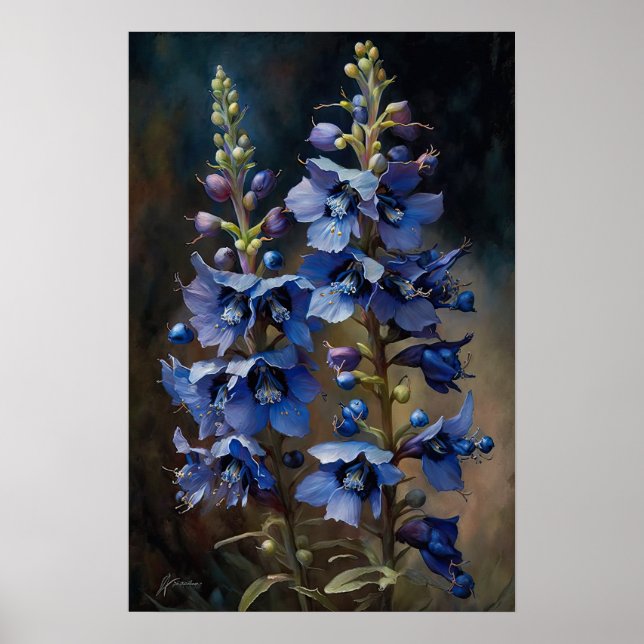 Impressão Larkspur Flower Art (Frente)