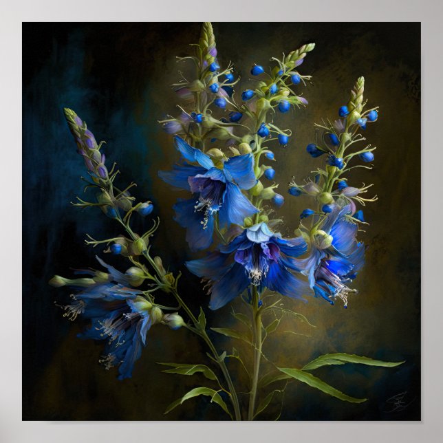 Impressão Larkspur Flower Art (Frente)