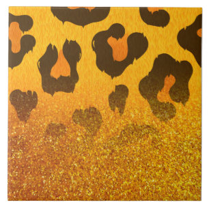 Impressão Leopard da Glitter do ouro