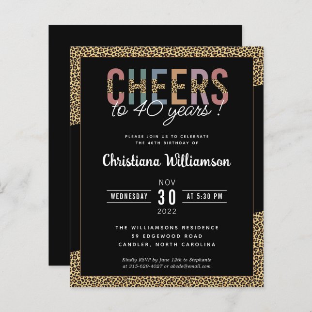 Impressão Leopard do Partido aniversário de 40 ano (Frente/Verso)