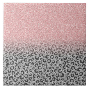 Impressão Leopard Glitter Glitter Elegante e Rosa