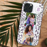 Impressão Leopardo 3 Fotos Quadradas Lilac Monogra<br><div class="desc">Capa de telefone de impressão Leopardo monograma personalizada com 3 de suas fotos. O modelo de foto é configurado para exibir suas fotos no formato instagram quadrado e você também pode adicionar suas iniciais. Se tiver algum problema com o posicionamento das fotos, tente recortar para um quadrado antes de carregar....</div>