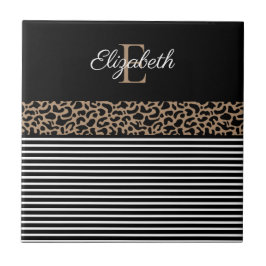 Impressão Leopardo de Monograma Chic