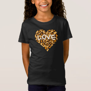 Impressão Leopardo design de coração Camiseta