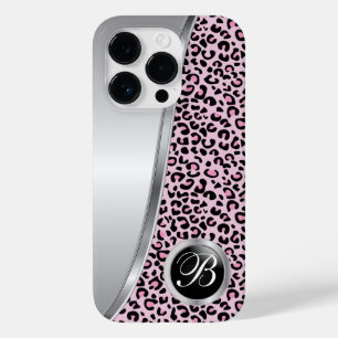 Impressão Leopardo Preto e Rosa claro Monograma