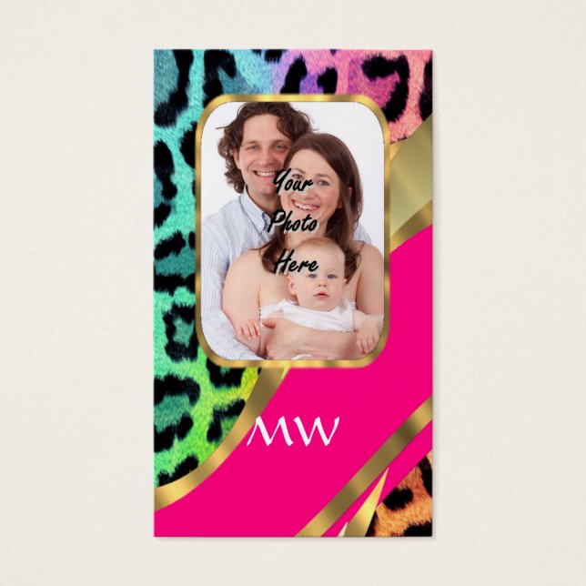 Impressão-leopardo rosa multicolor (Frente)