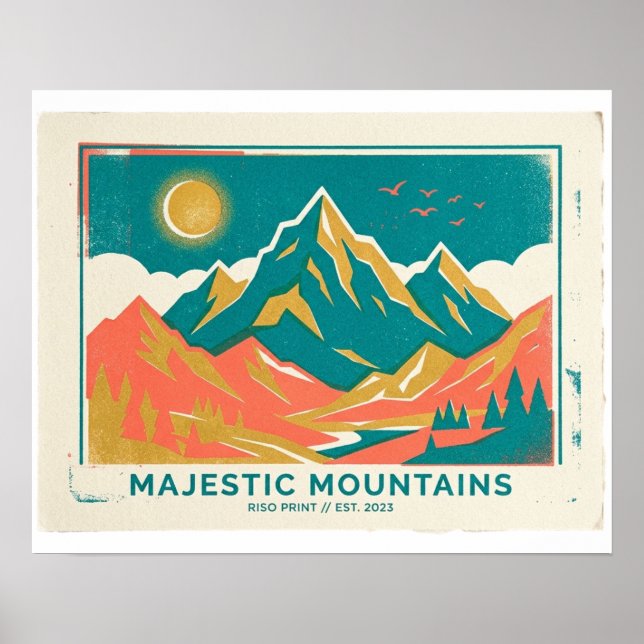 Impressão Majestosa das Montanhas Riso (Frente)