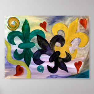 Impressão Mardi Gras Fleur de lis